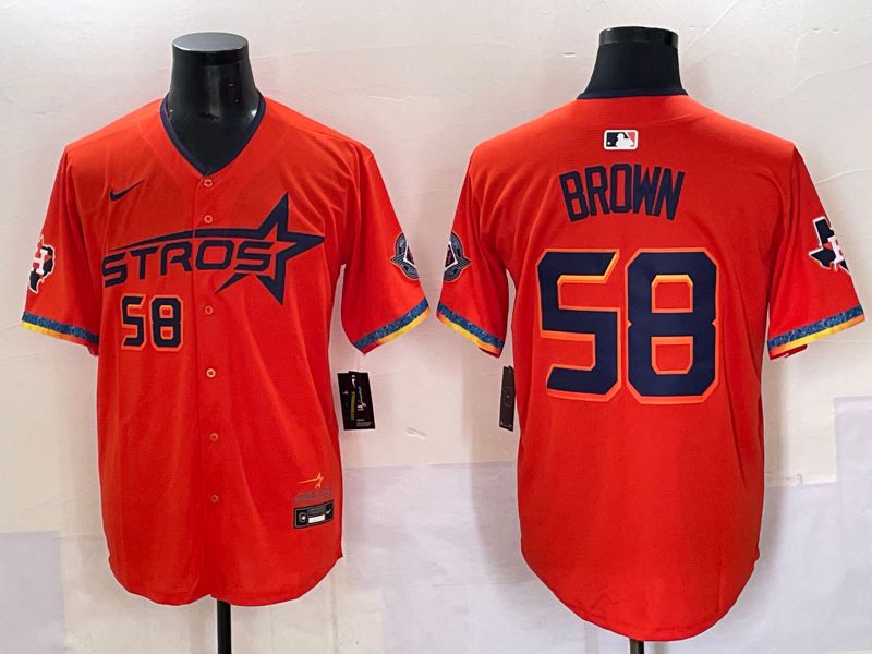 Men Houston Astros #58 Brown Orange Fourth generation Joint Name 2025 Nike MLB Jersey style 5->houston astros->MLB Jersey